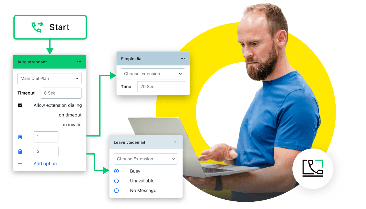 Man with a laptop adjusting settings.
