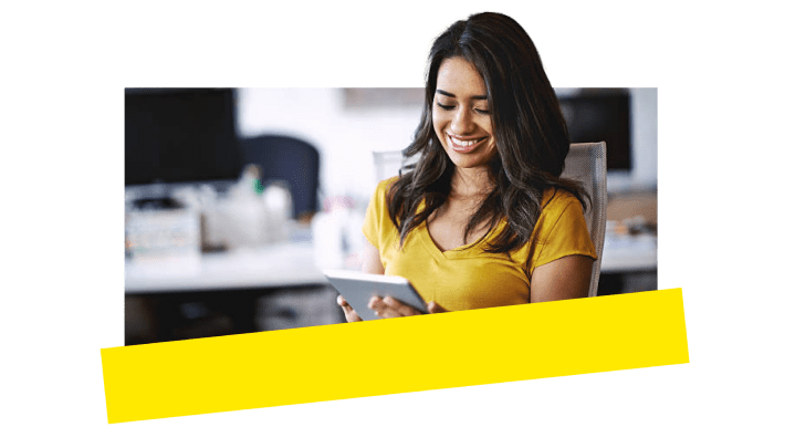  An employee using her GoTo Connect agent tools on her tablet.